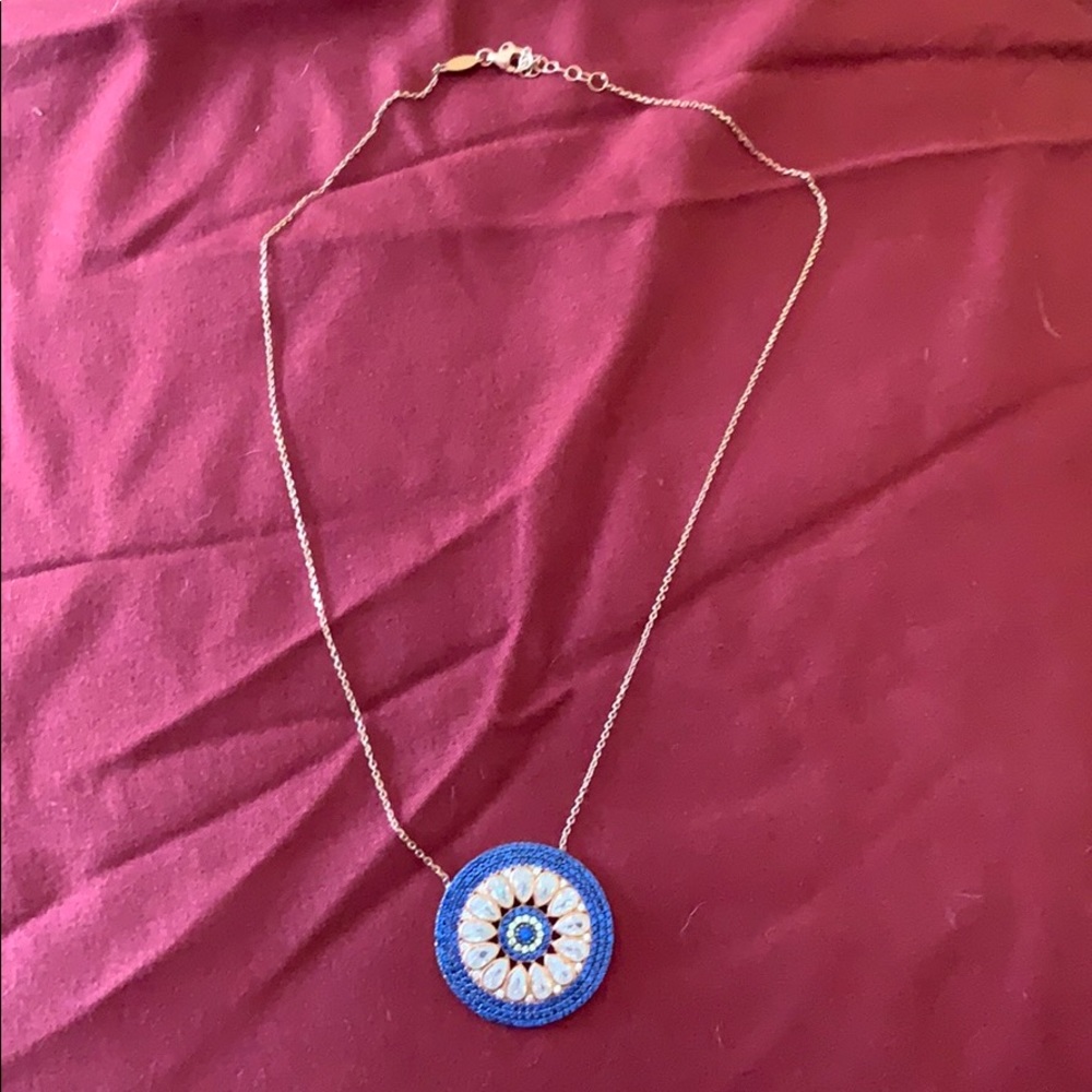 Sapphire rose gold medallion necklace
